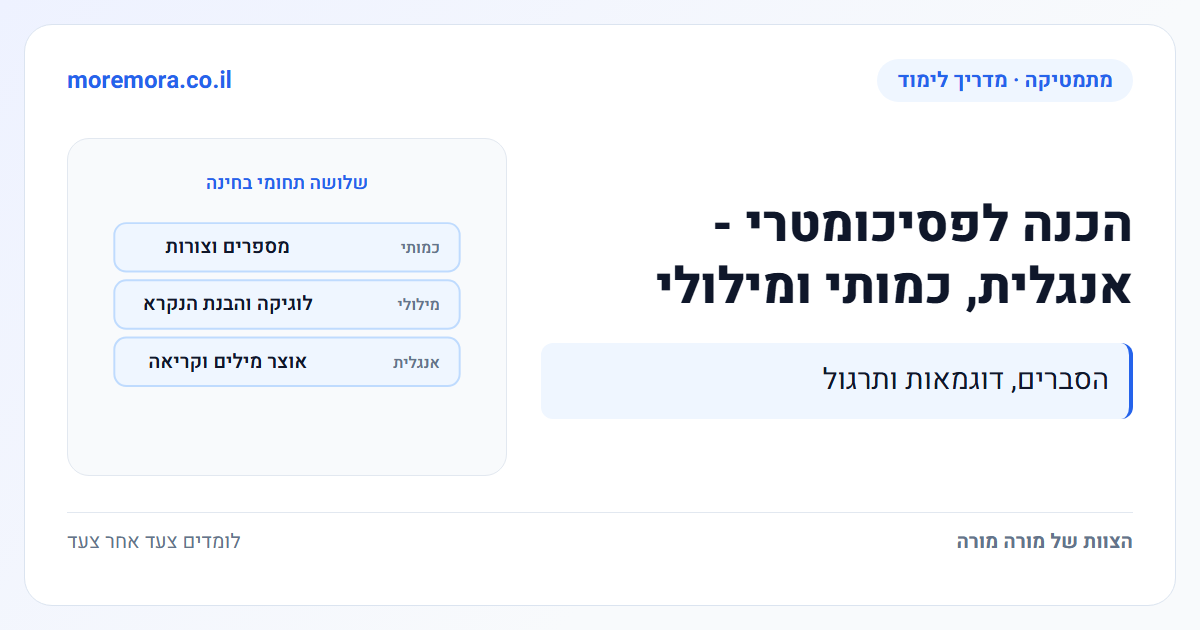 הכנה לפסיכומטרי - אנגלית, כמותי ומילולי - כרטיס סיכום