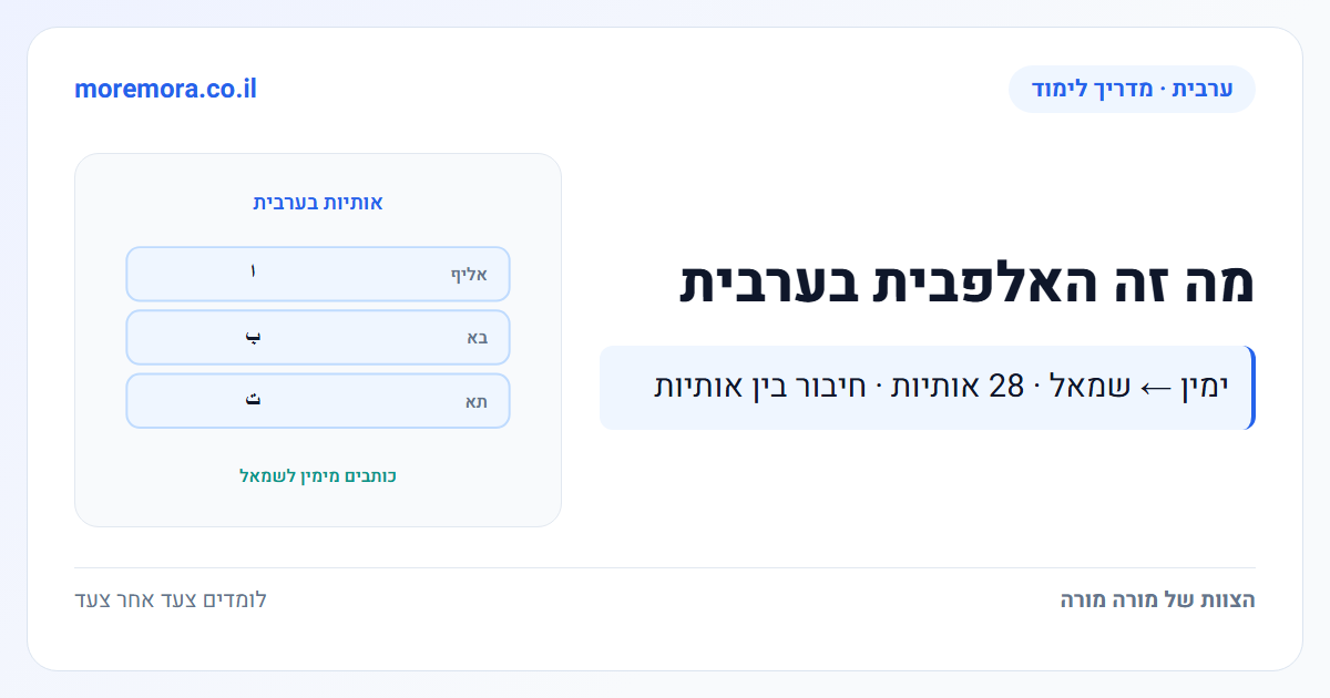 מה זה האלפבית בערבית - ימין ← שמאל · 28 אותיות · חיבור בין אותיות