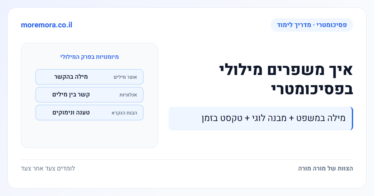 איך משפרים מילולי בפסיכומטרי - מילה במשפט + מבנה לוגי + טקסט בזמן